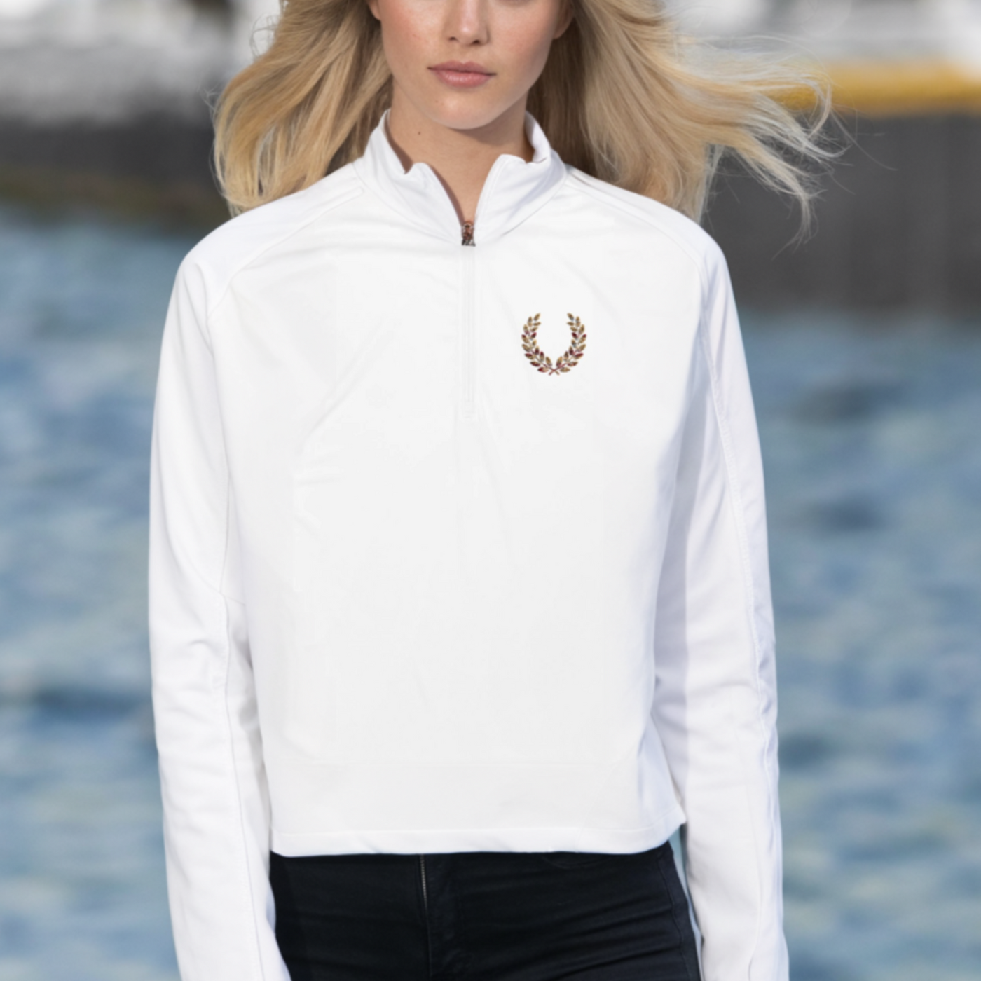 adidas® | Godngod Quarter-Zip Pullover with Embroidery | Laurel Wreath